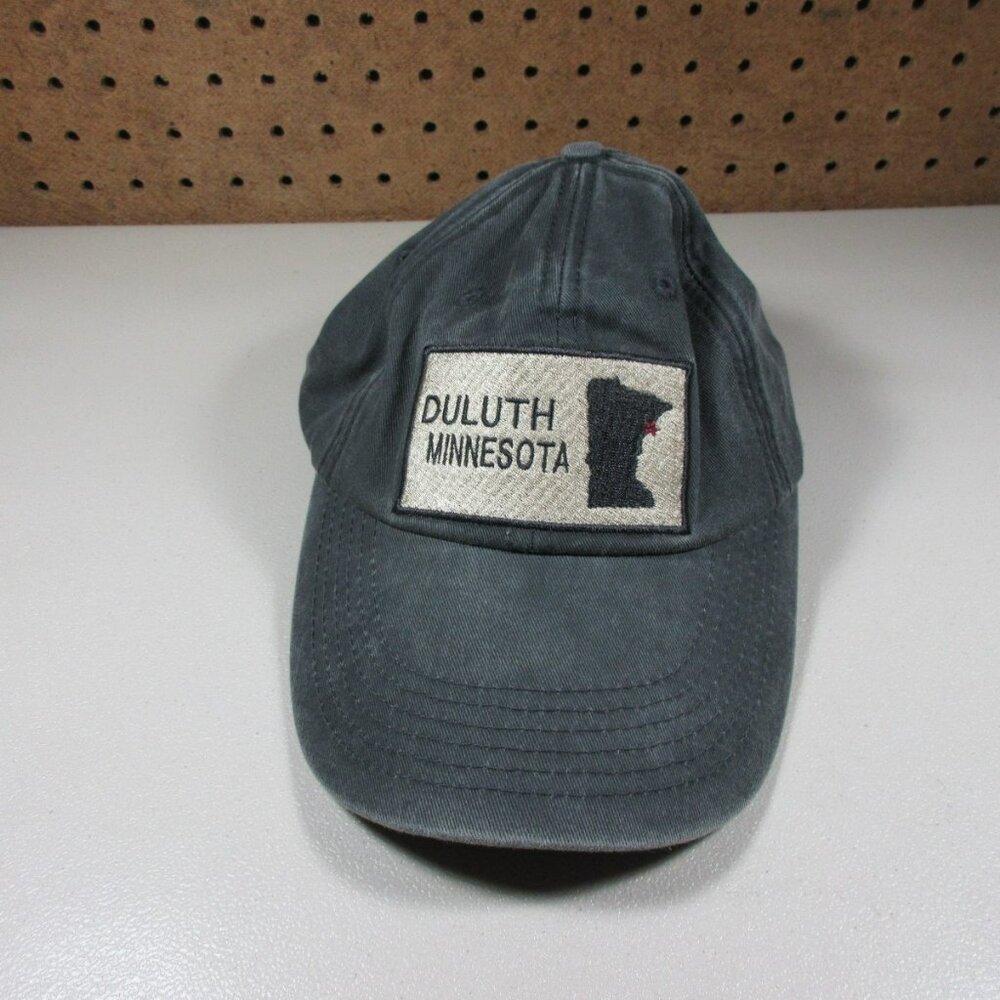 DK Embroidery mens gray Duluth Minnesota strapback hat OS EUC